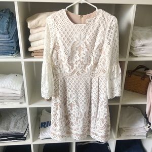 Eliza J White Lace Bell-sleeve Dress